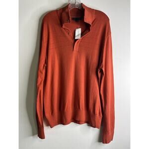 Banana Republic Knit Sweater Size Large High Neck Snap Buttons Orange Rust